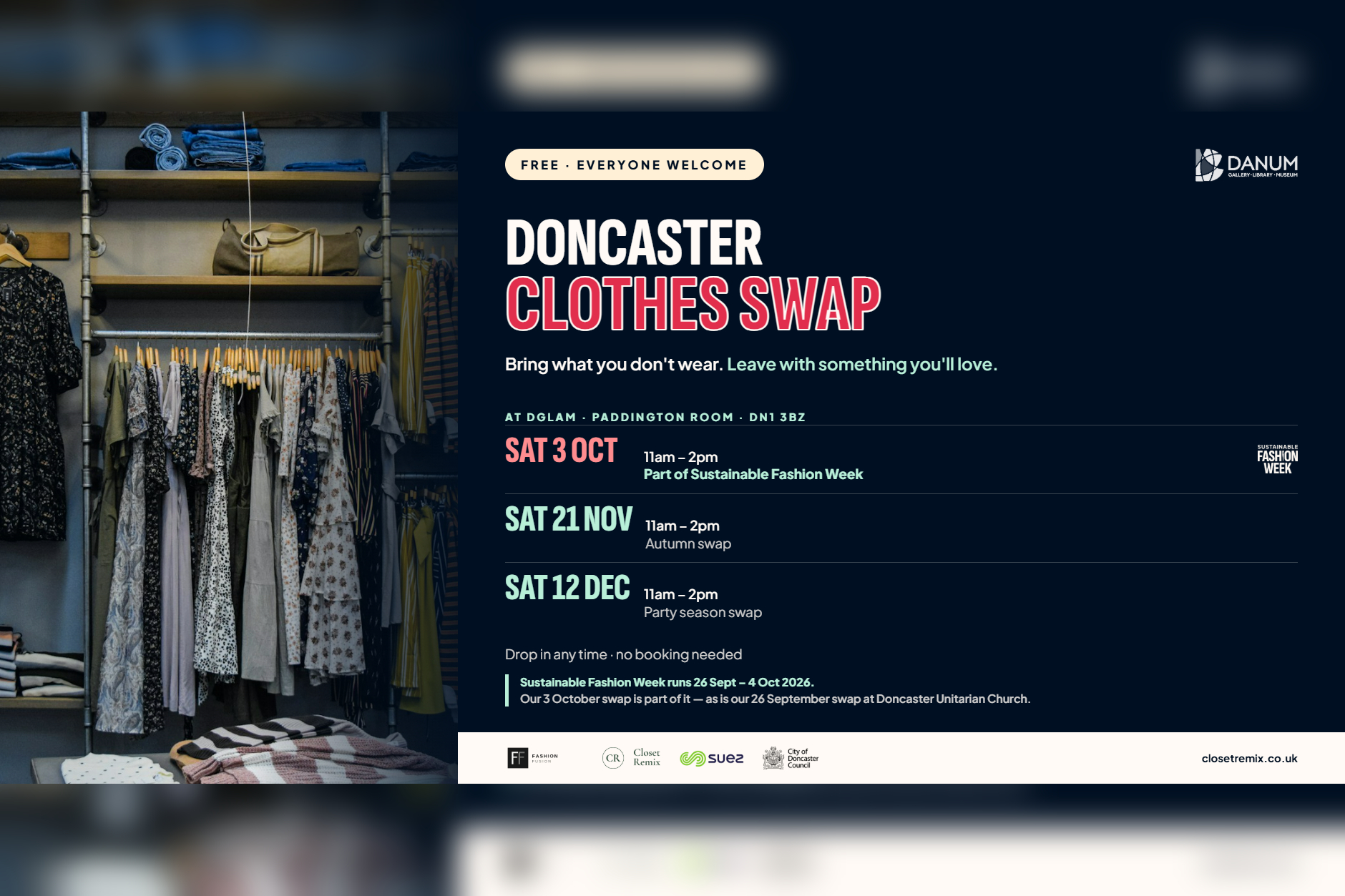 Doncaster Clothes Swap – Free - Swap, Mend & Connect: Warm and Connected in Doncaster
