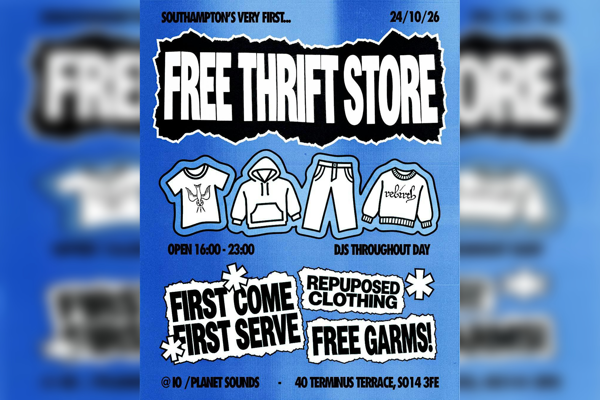 FREE THRIFT STORE by @rebirthbygenesis in Southampton