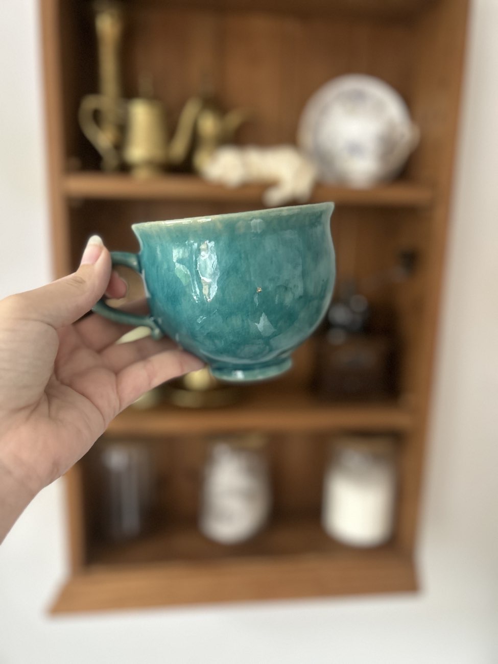 Teal coffee mug bought at Naomi House and Jacksplace for Β£3.50