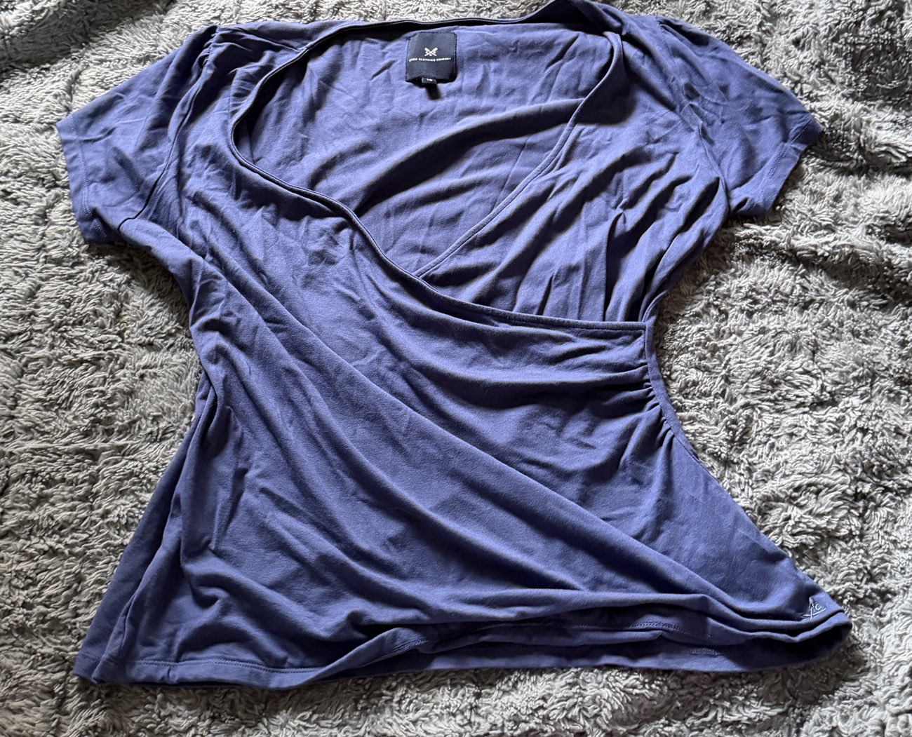 The CC wrap tee bought at DEBRA UK for £3.00