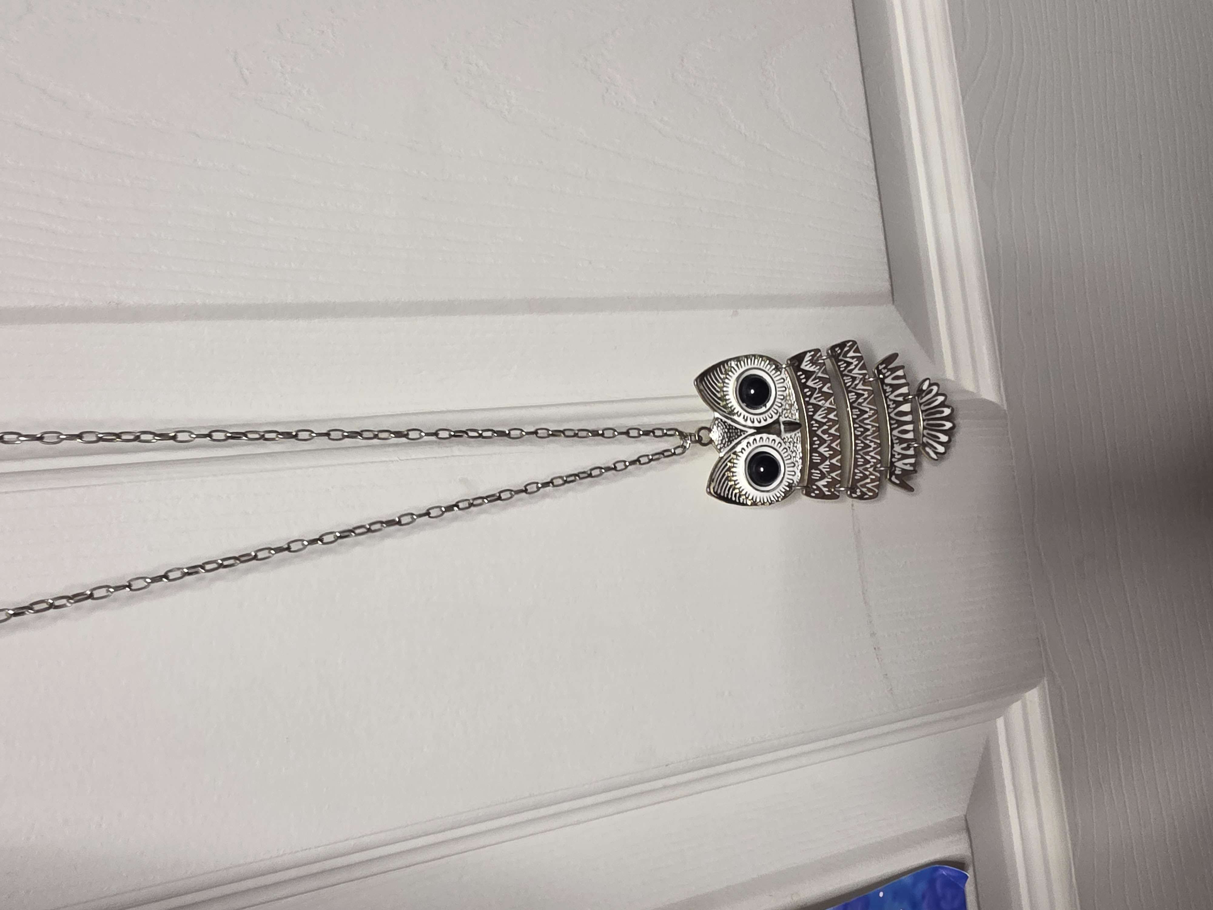large owl necklace product bought at Barnardo's for £2.50