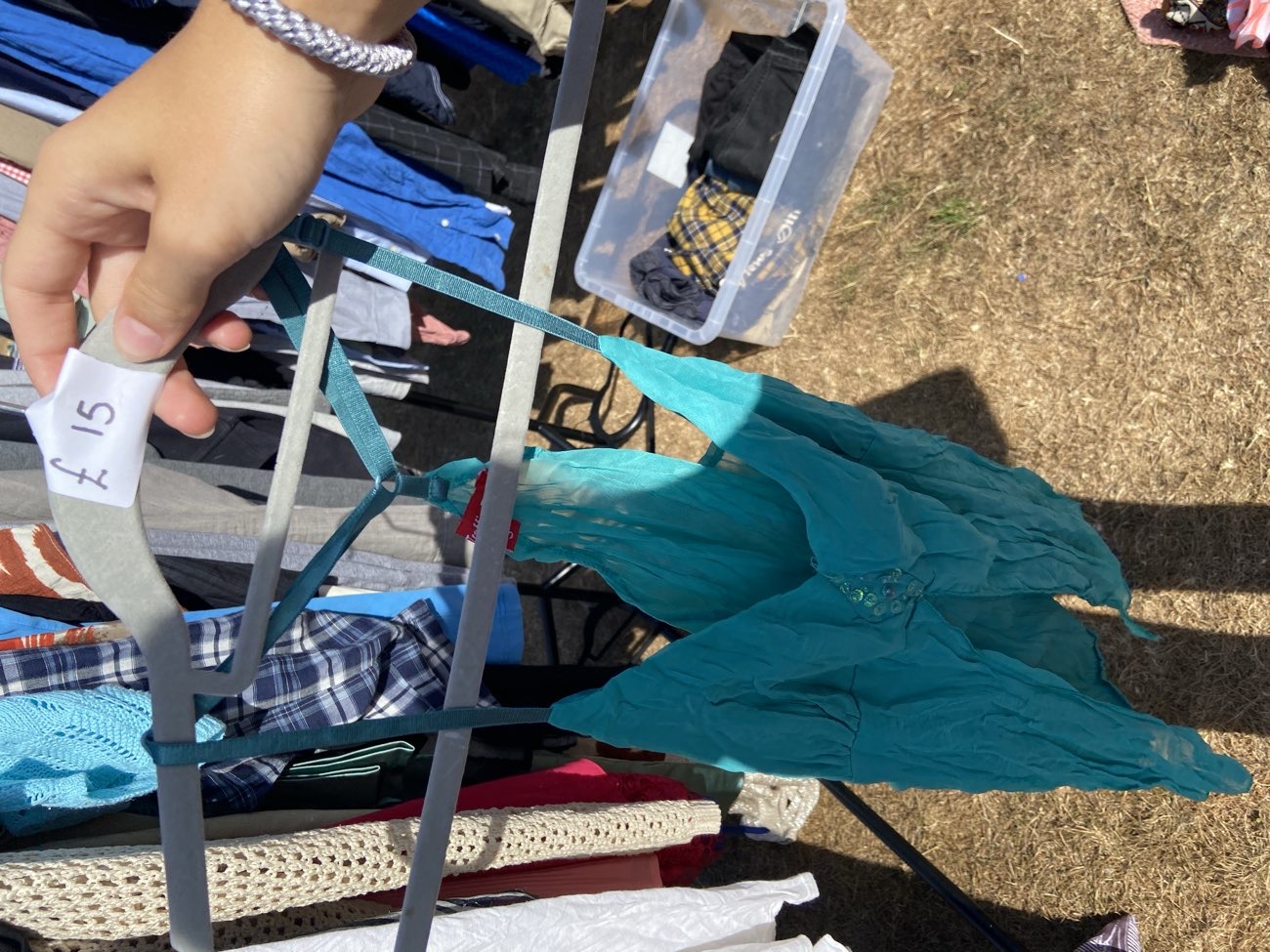 Fairy core whimsical teal vintage top bought at Hook Road Arena Car Boot for £15.00