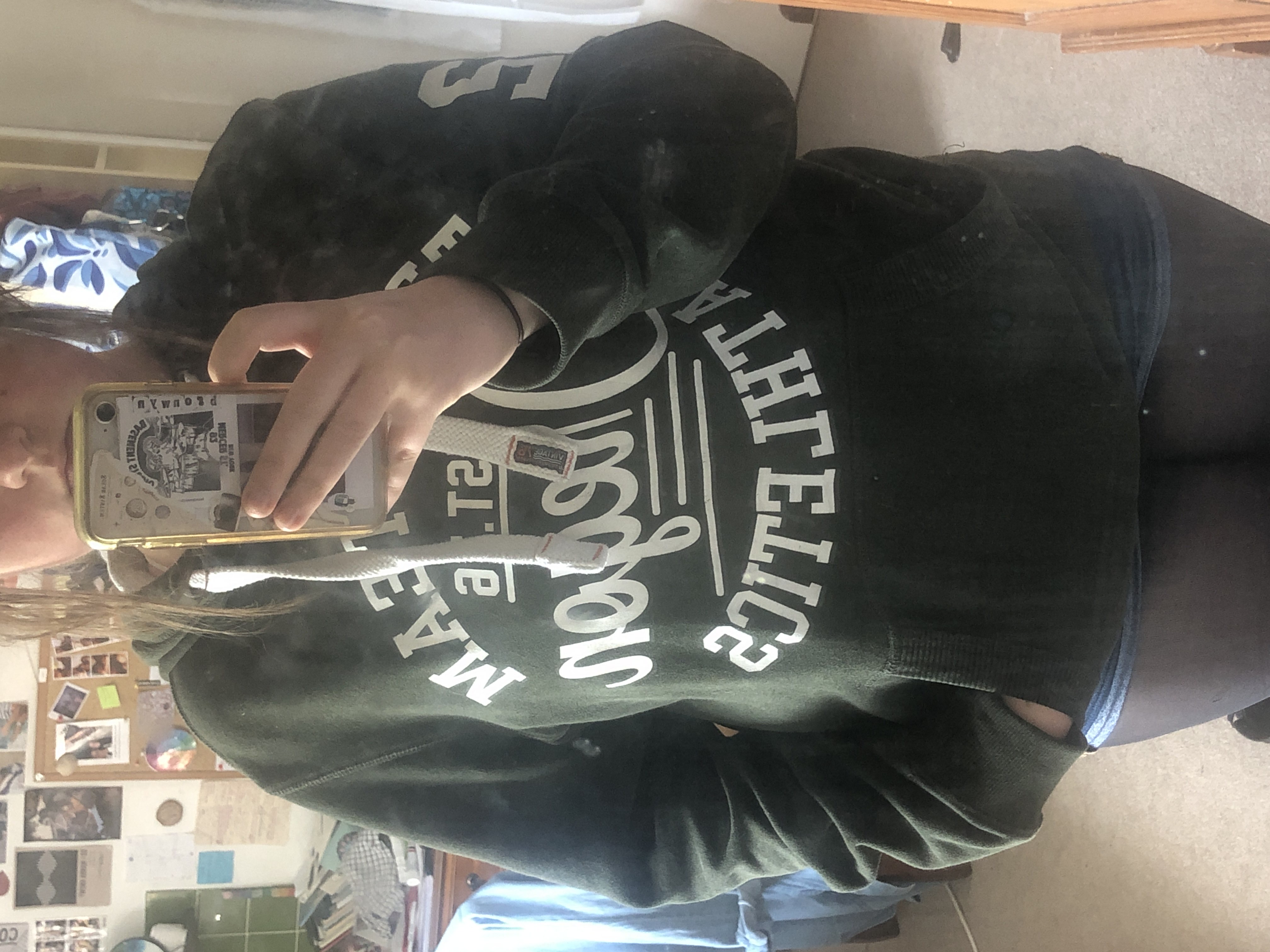 dark green track team pull over hoodie product bought at The Children's Trust Shop for £4.50