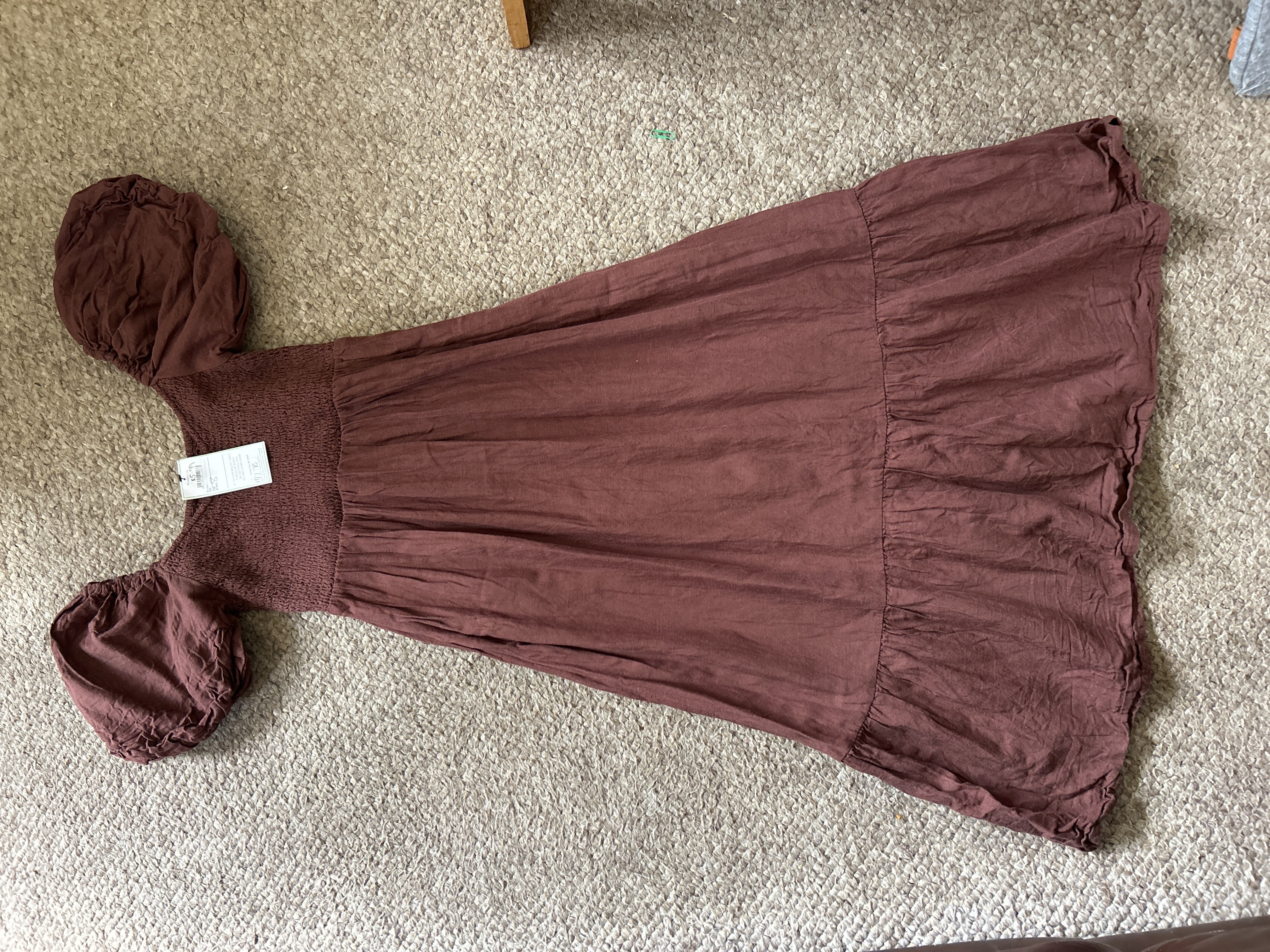 New Look Brown Puff Sleeve Maxi Dress product bought at Oxfam Shop for £6.00