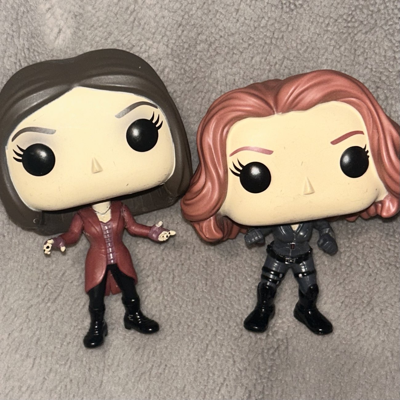 Scarlet Witch and Black Widow Funko Pop bought at Sully Car Boot Sale for £5.00