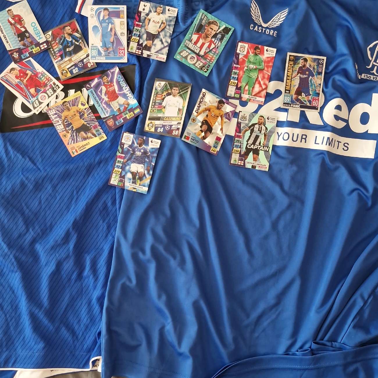 x2 Rangers Shirts & football cards bought at Nutts Corner Sunday Market for £7.50