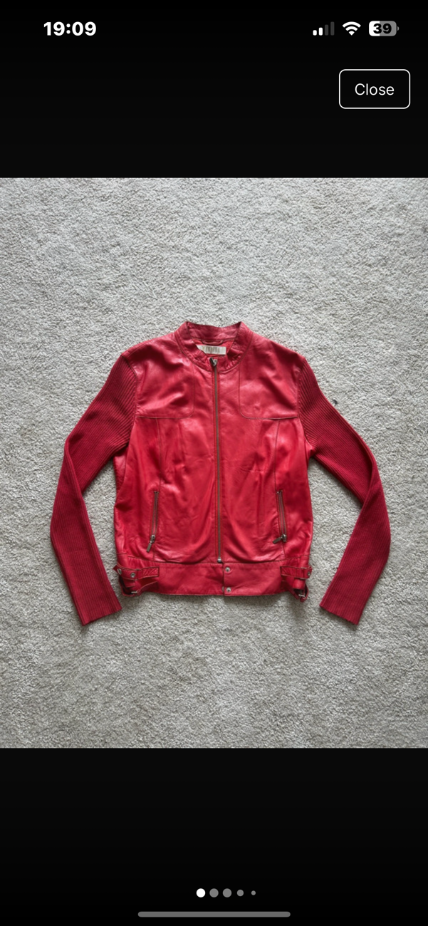 red leather jacket product bought at British Heart Foundation for £12.00