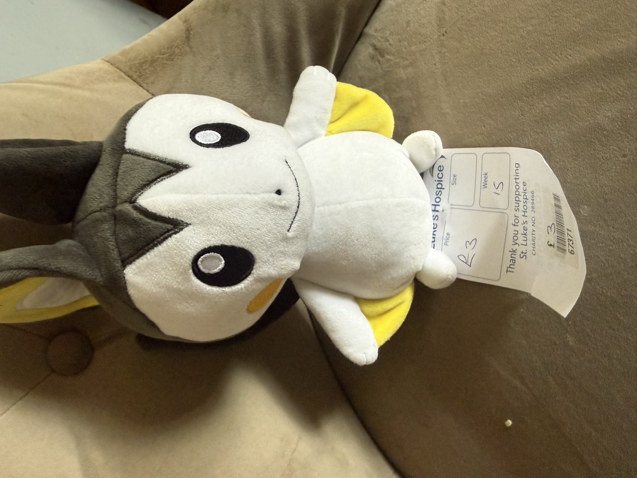 Emolga plushie (my mum fount it!) bought at St Luke's Hospice for £3.00