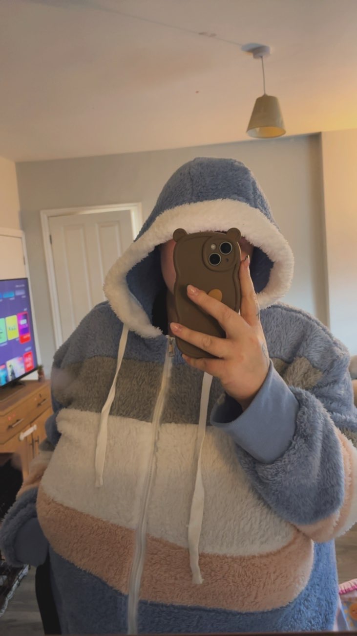 this amazing fluffy jacket! product bought at Severn Hospice for £2.50