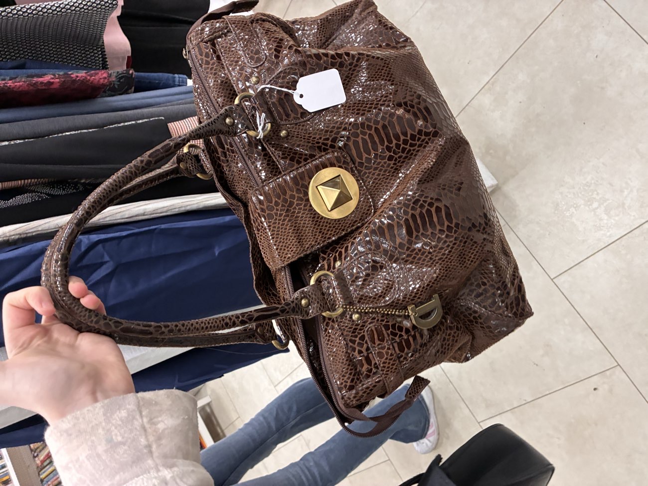 vintage brown bag bought at Age UK Charity Shop for Β£3.00