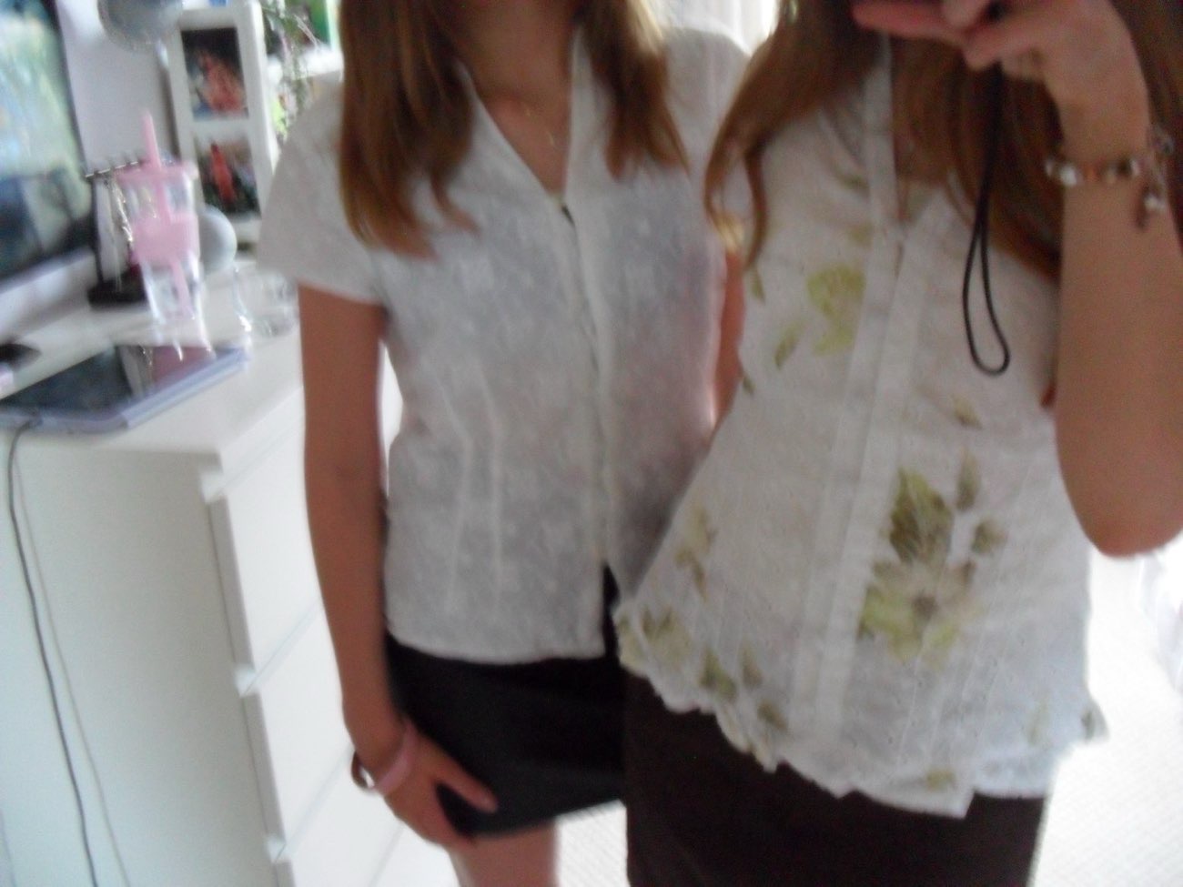 White button up with green flowers product bought at St. Helena Hospice Shop for £4.75