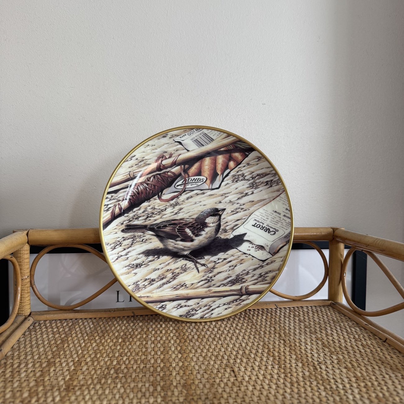 Sparrow RSPB centenary plate product bought at Willen Hospice Olney for £1.50