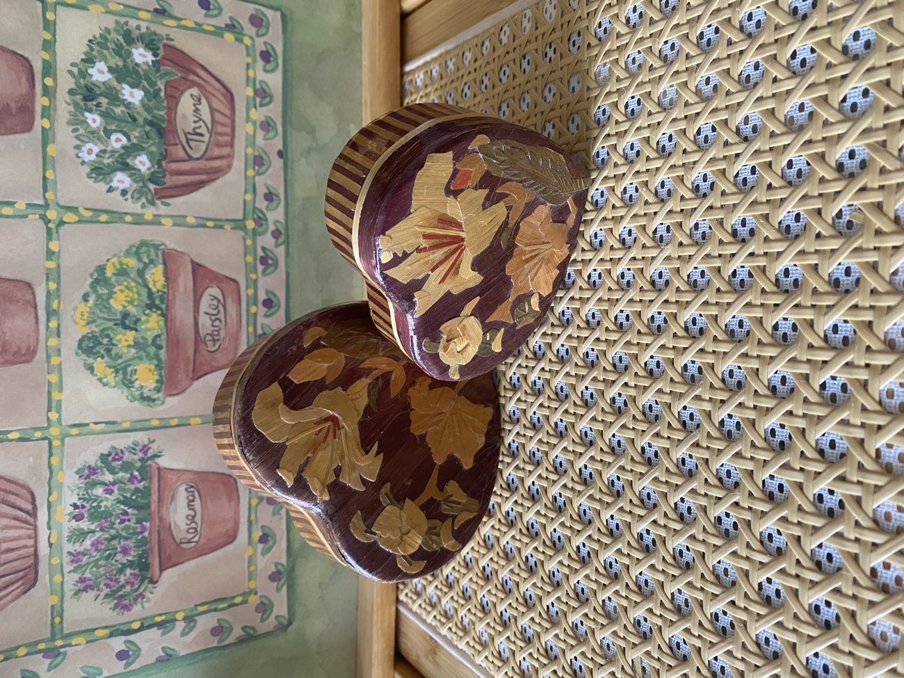 Wooden Hand-Painted Heart Floral Trinket Boxes 🍎 bought at Julian House for £4.00