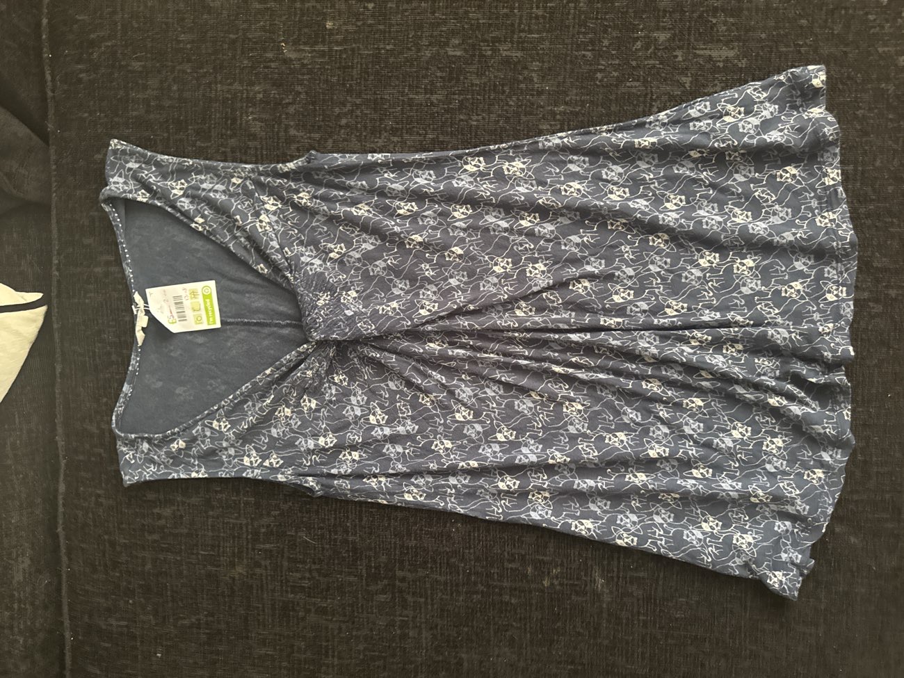 Tie front patterned top bought at Age UK Charity Shop for £2.00
