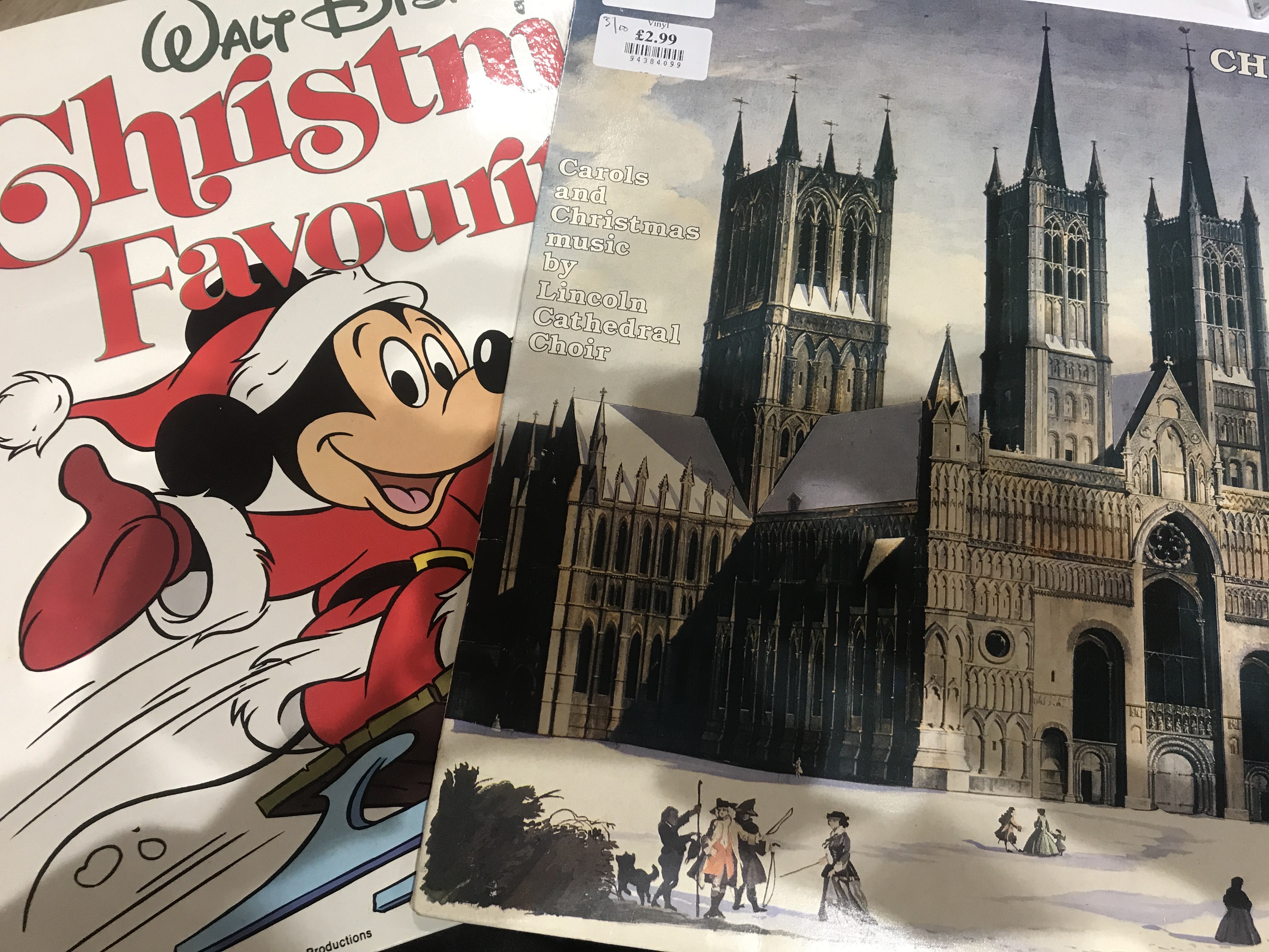 Disney Christmas Favourites (1958) + Lincoln Cathedral Christmas (1982) 33rpm records bought at Oxfam Shop for £5.98