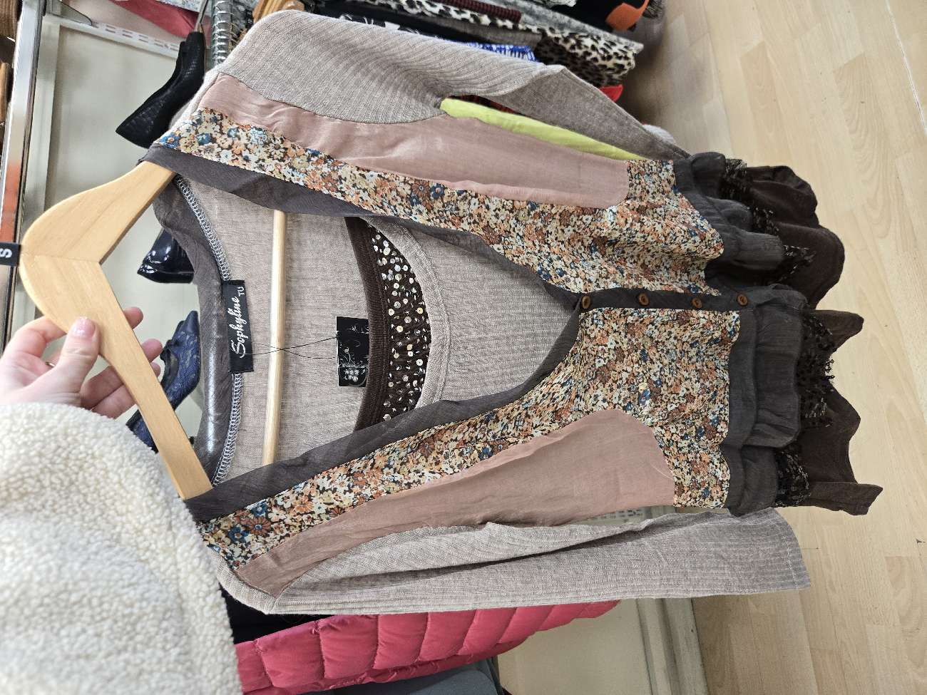 whimsical multilayered top bought at Octavia Foundation Hampstead for £6.00