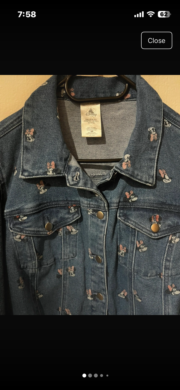 Disney official Minnie print denim jacket product bought at Nottinghamshire Hospice for £7.50