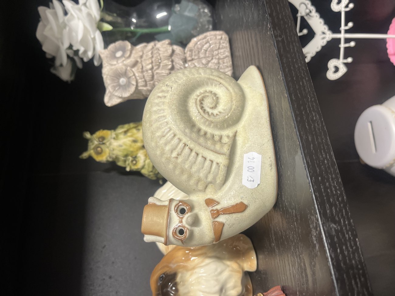 Charming snail money bank bought at St Andrew's Hospice Shop for £2.00