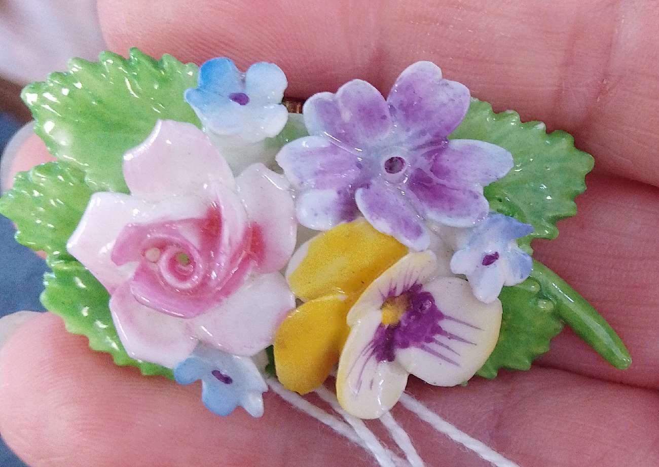 Porcelain Floral Brooch bought at Age UK Charity Shop for £4.00