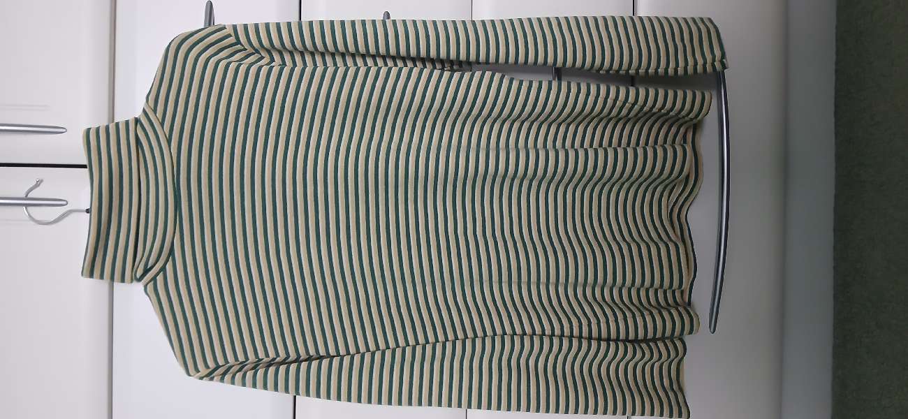 Green and yellow stripy top bought at Barnardo's for £3.50