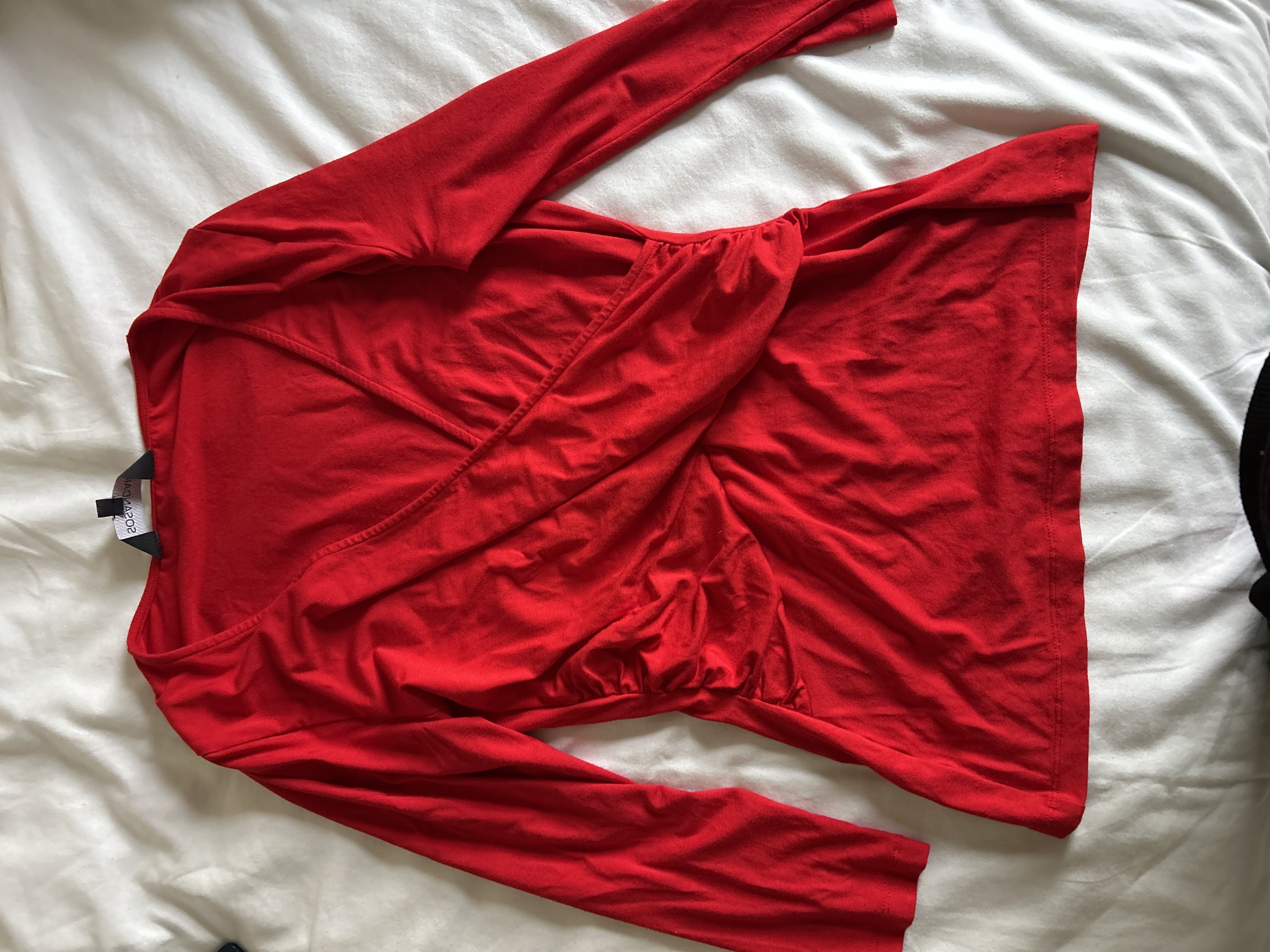 gorgeous red wrap tie top product bought at Cancer Research UK for £5.50