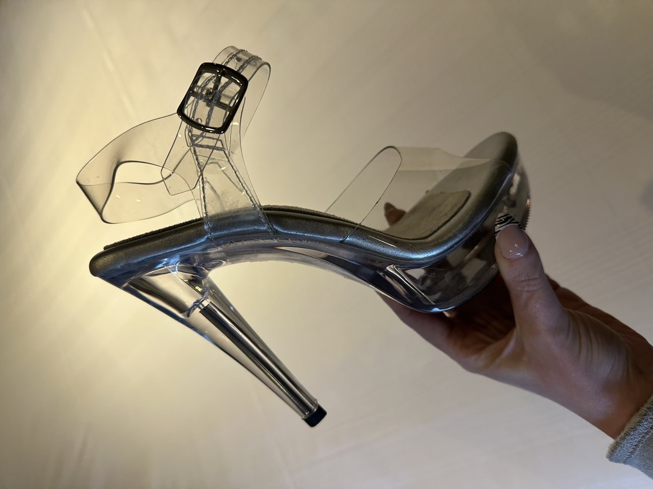 Transparent heels. Two pair of stripper shoes in two days. 😂👠 product bought at Sue Ryder for £5.00