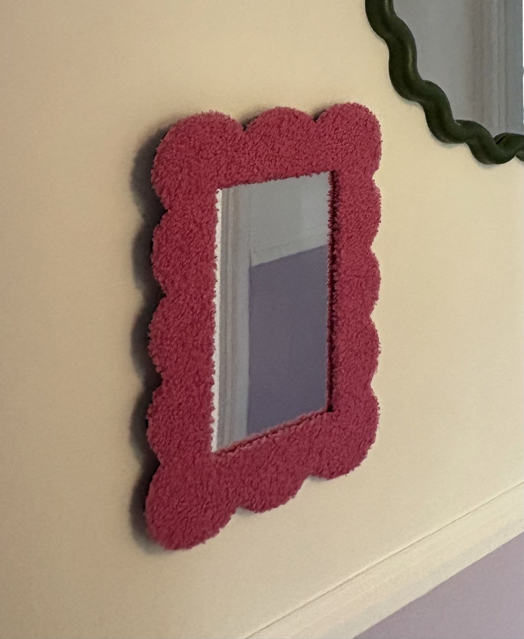 Pink fluffy mirror bought at DEBRA UK for £2.00