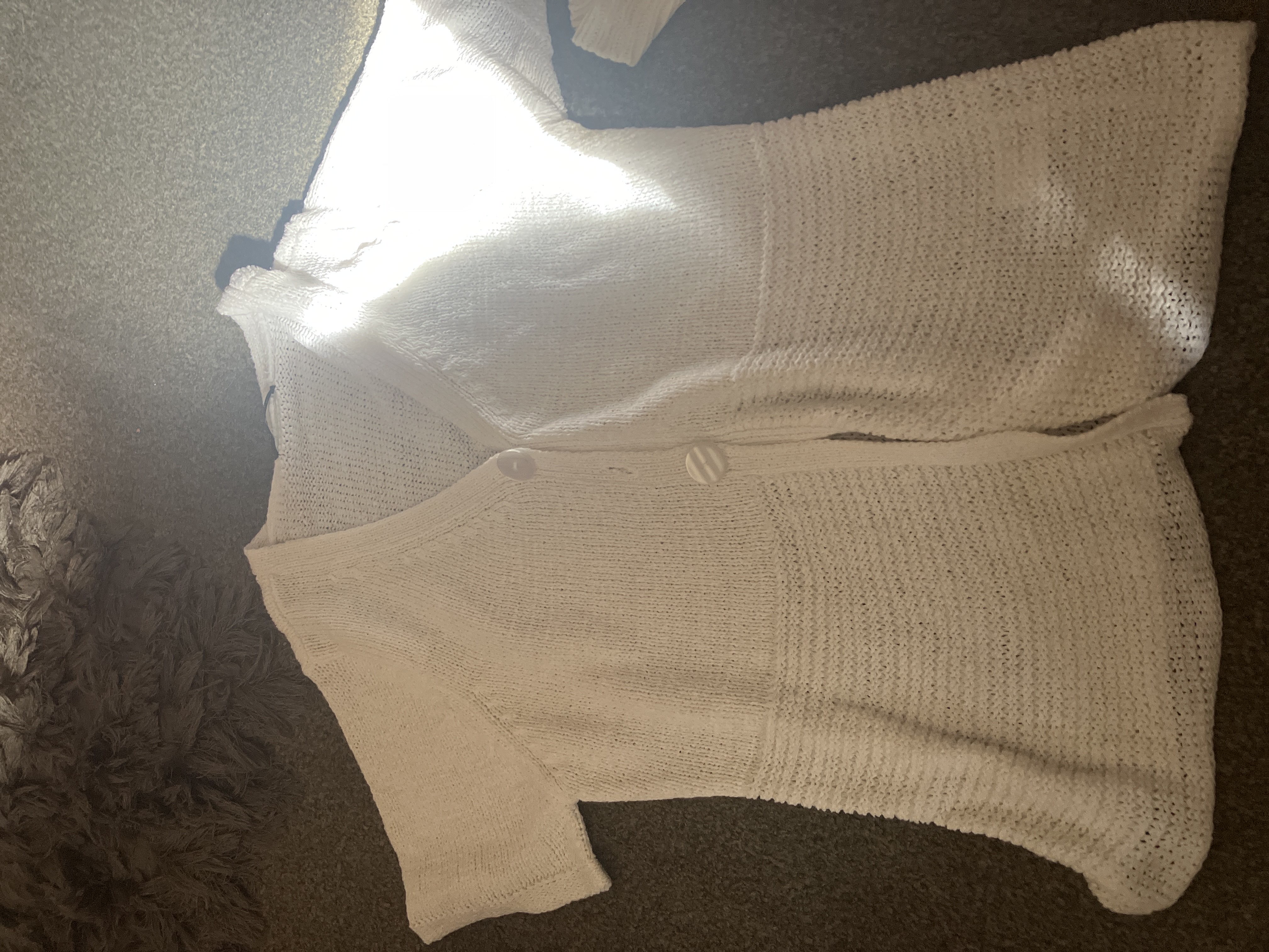 Bm white knit cardigan bought at British Heart Foundation for Β£1.00