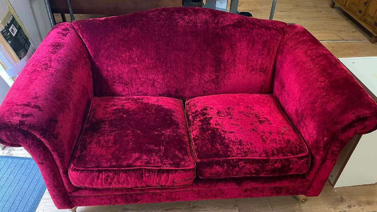 Laura Ashley Crushed Velvet Sofa 💥 Available now at Sue Ryder Five Lamps,Dublin1. Collection bought at Five Lamps Charity Shop - Sue Ryder Ireland for €280.00