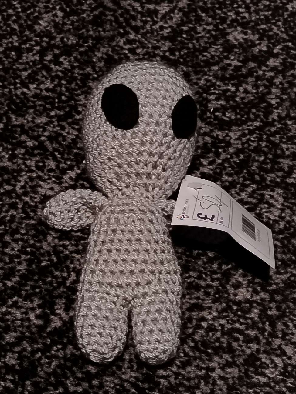 Mini Alien Crochet Plush bought at Bolton Hospice Shop Bury Road for £0.50