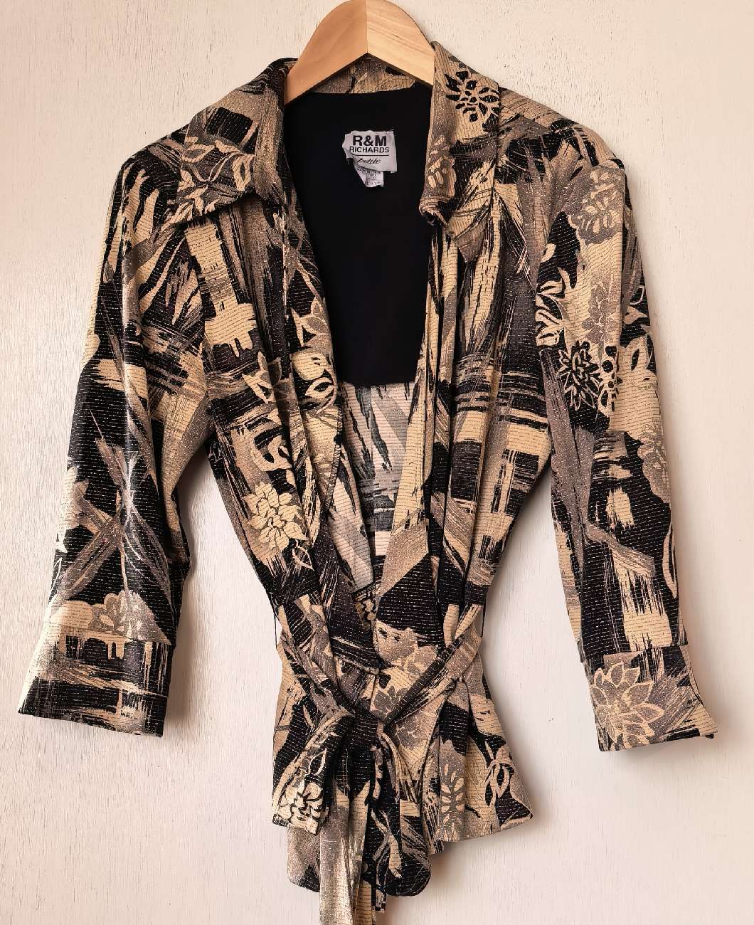 Vintage Brown & Black Patterned Glittery Top (everything £12 or less sale) bought at Beyond Retro Coal Drops Yard for £12.00