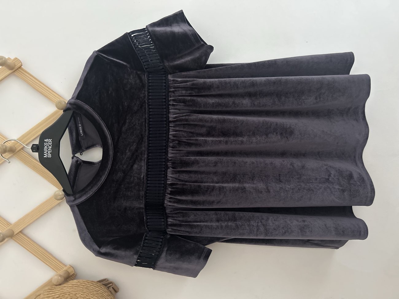 M&S velvet top product bought at Chestnut Tree House for £5.00