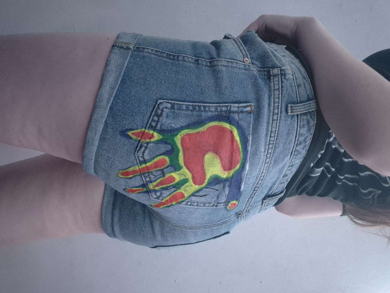 CUSTOM thermal hand jean shorts bought at Cancer Research UK for Β£4.00