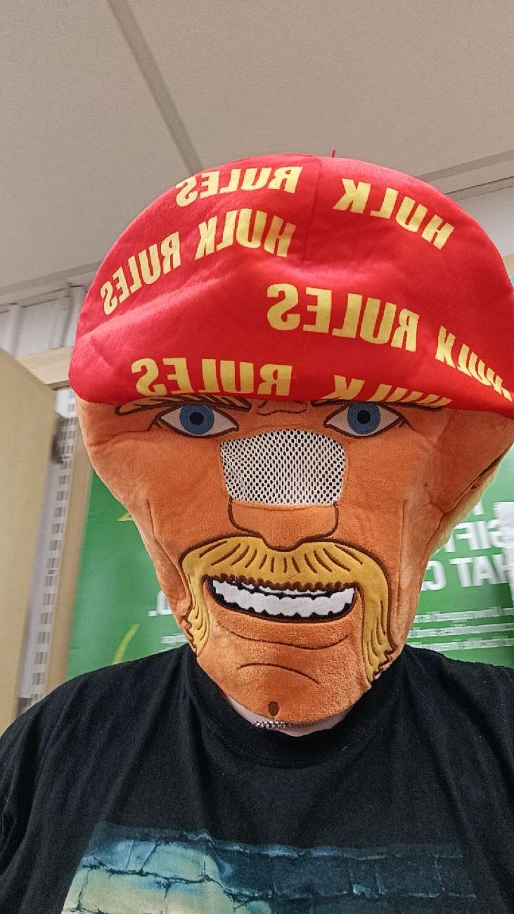 banging mask bought at Oxfam Shop for Β£1.99