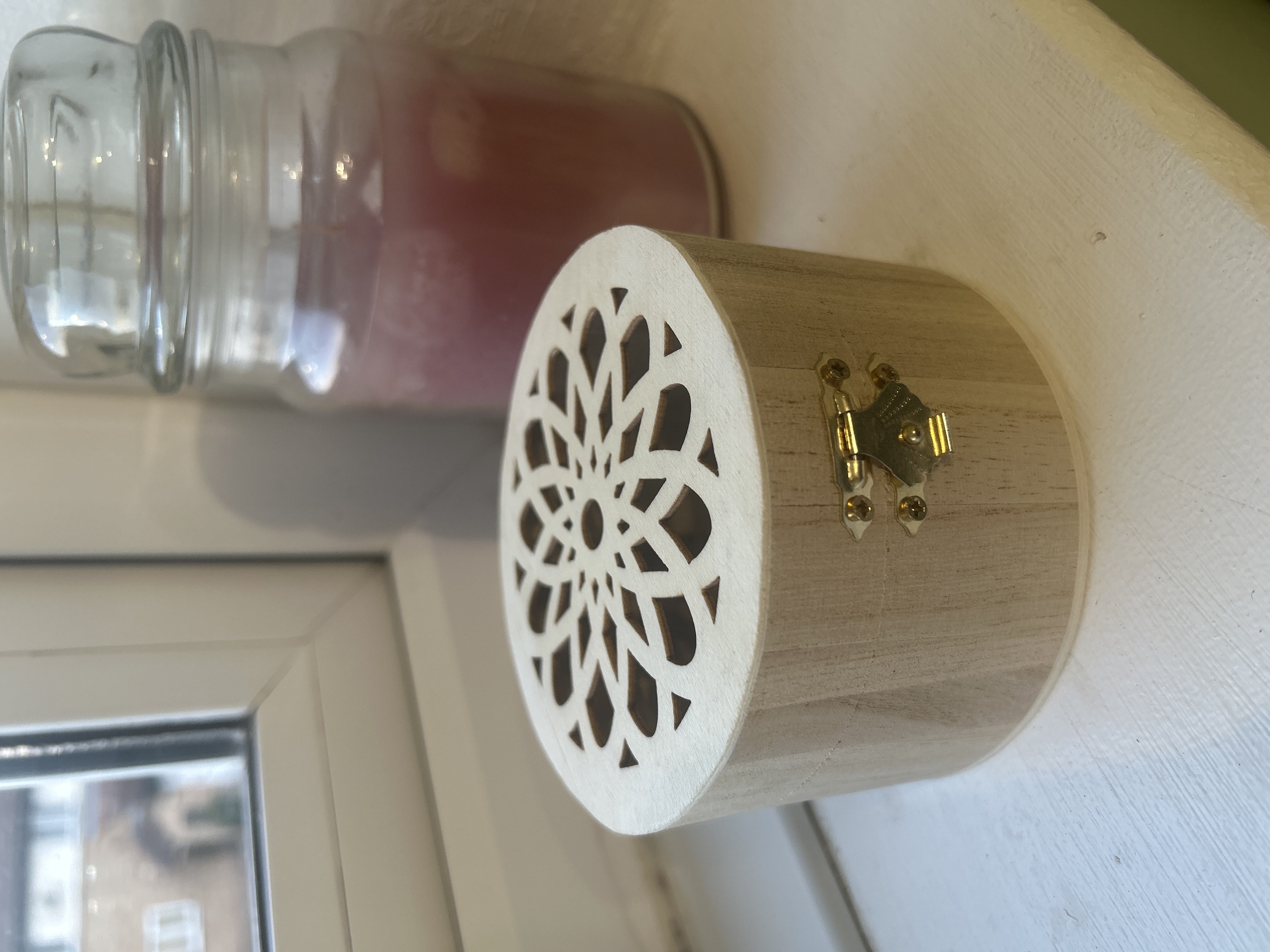 little wooden box bought at Sue Ryder for £2.50
