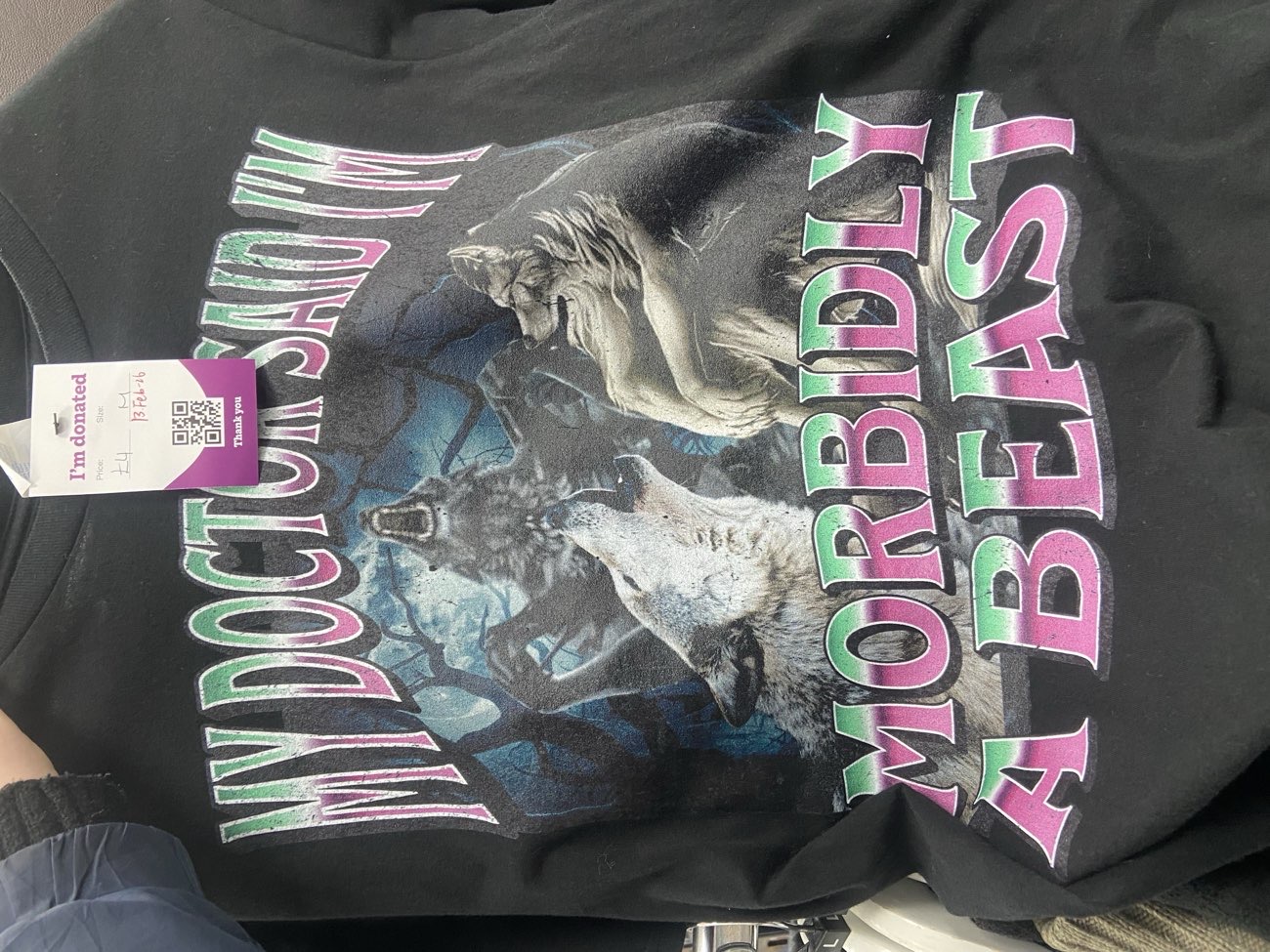 funny tshirt i got for my ex bought at Cats Protection Charity Shop for £4.00