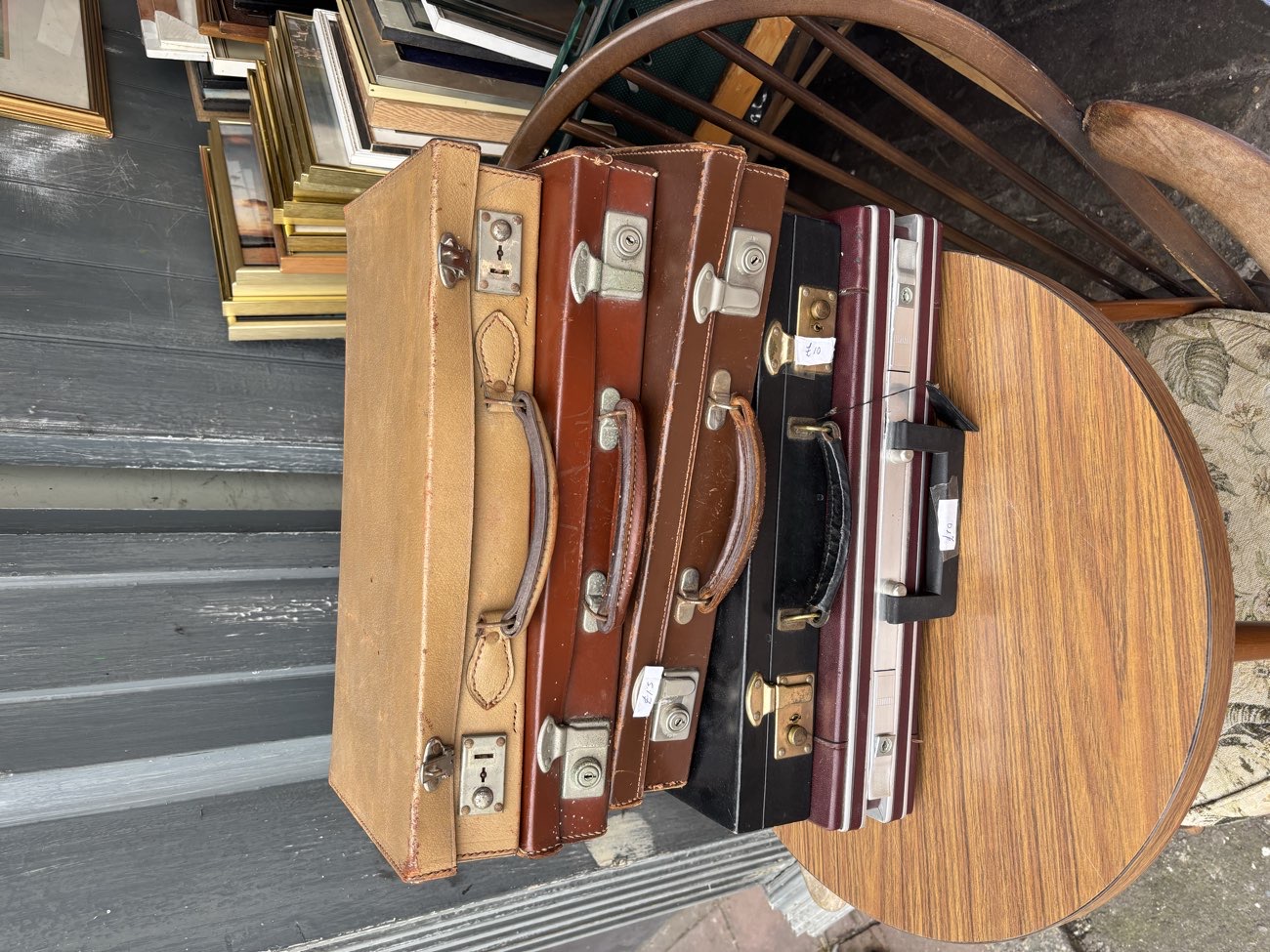 Such pretty vintage briefcases bought at Diplock's Yard for £10.00