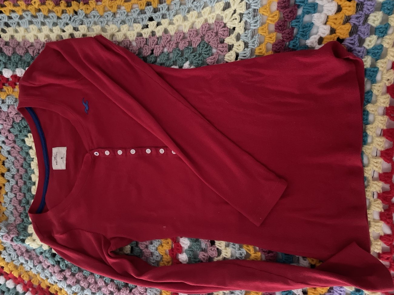 Red long sleeved hollister top bought at British Heart Foundation for £5.50