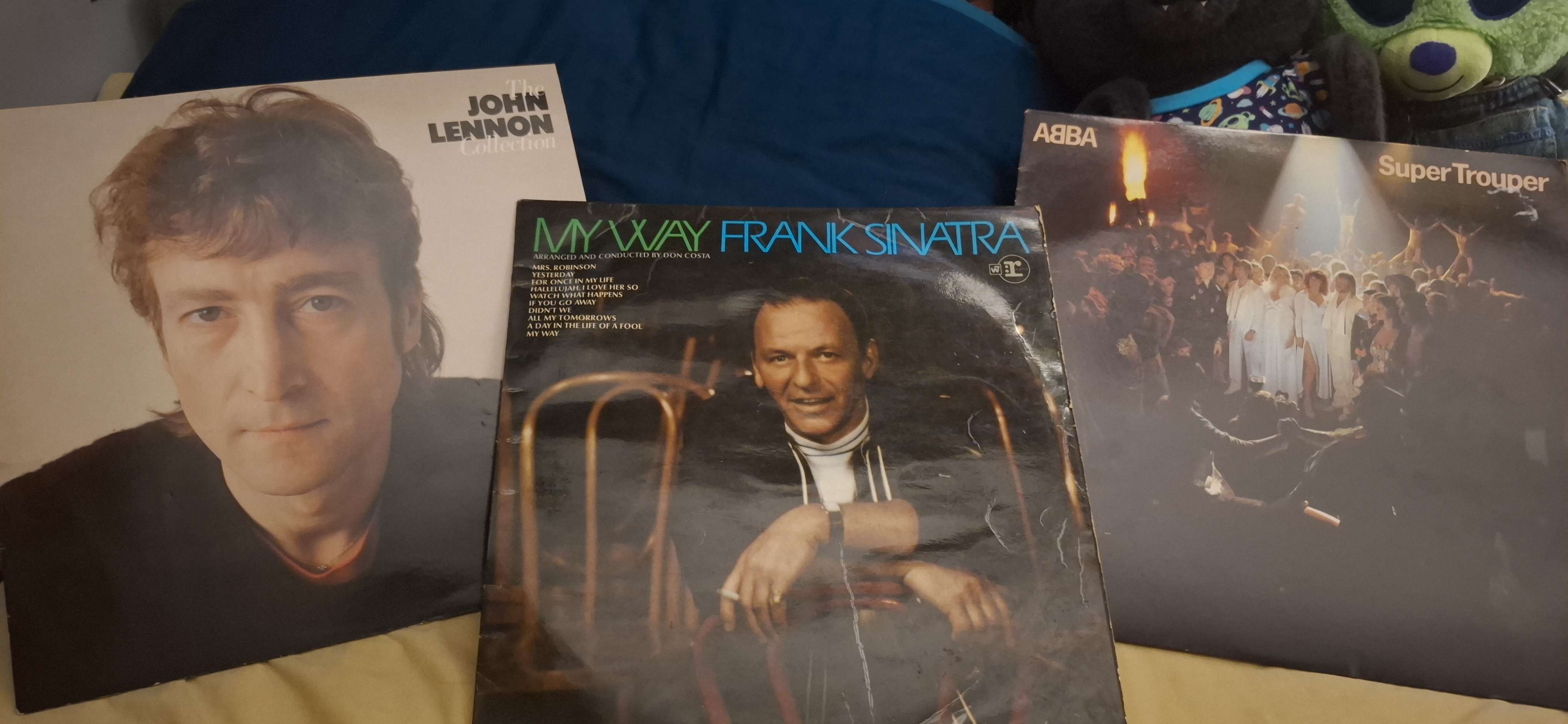 John Lennon, Frank Sinatra and Abba records product bought at YMCA for £3.00