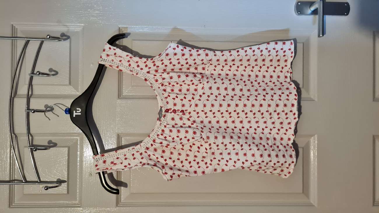 Red boho vest top bought at British Red Cross for £4.50