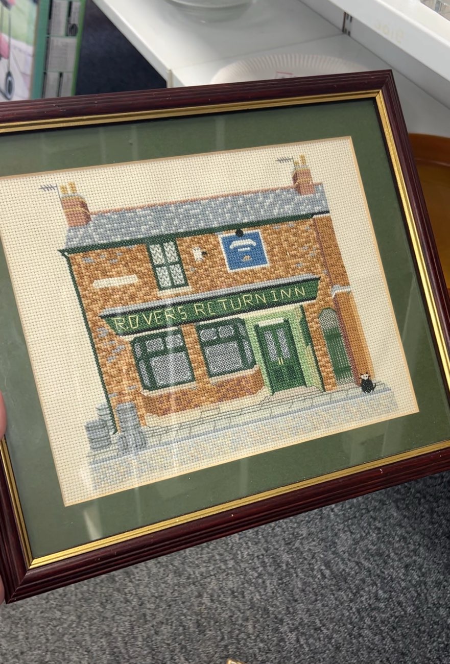 Rovers Return cross stitch product bought at Sue Ryder