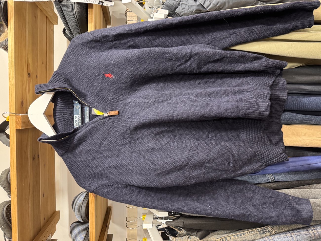 Polo by Ralph Lauren  Quarter Zip jumper  100% Lambswool product bought at Fight for sight for £10.00