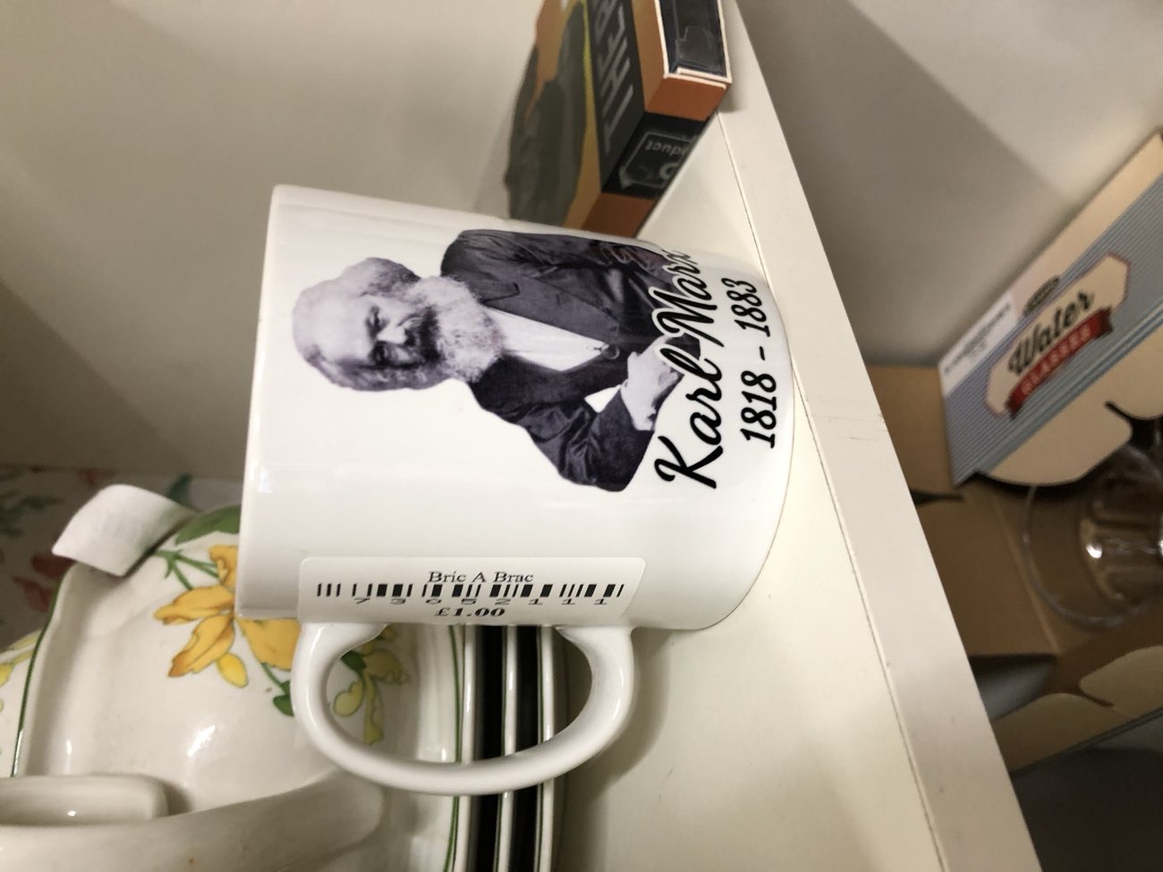 Karl Marx mug (Didn’t thrift but thought was cool) bought at Wandsworth Oasis for £1.00