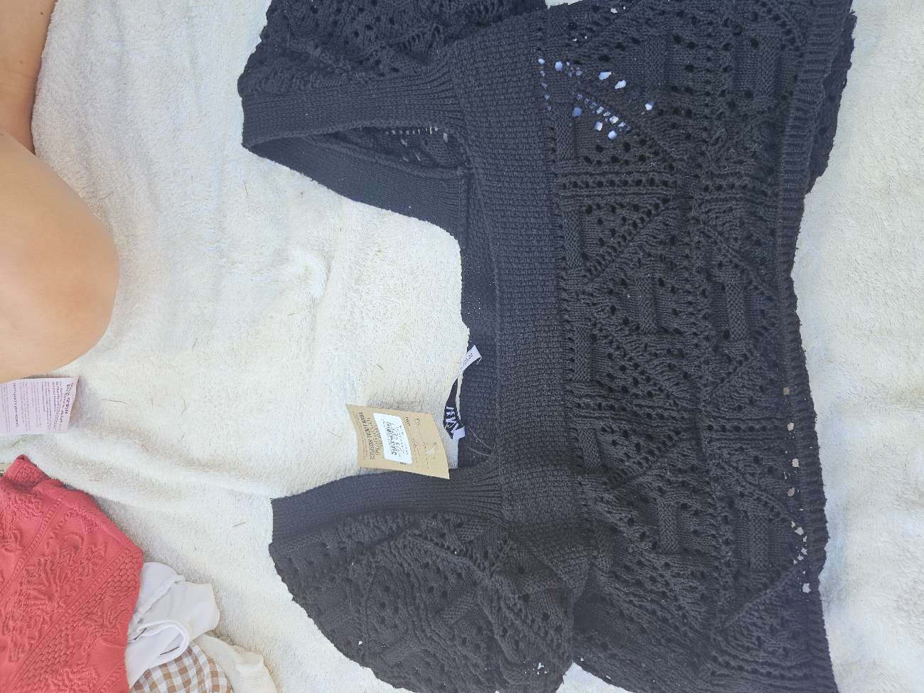 Zara crochet crop bought at St Christopher's Hospice Shop for £4.00