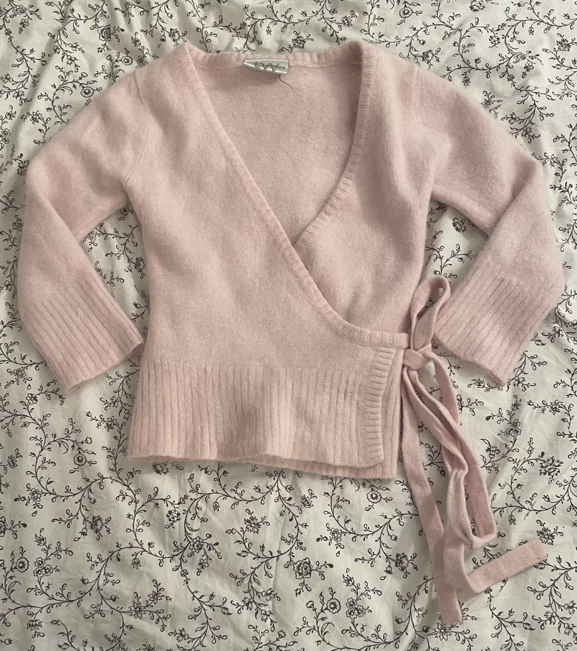 pink wrap around top bought at YMCA