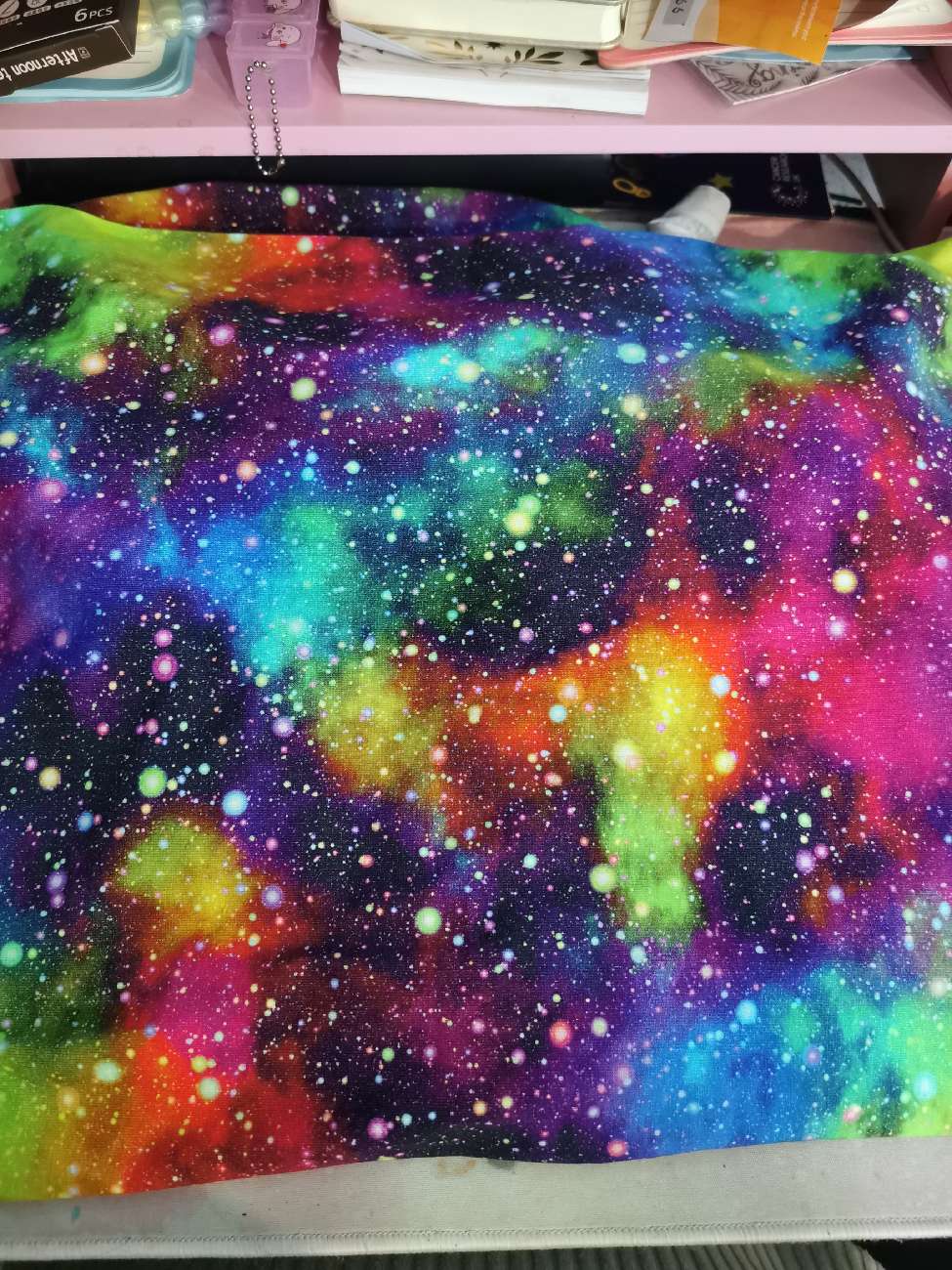 Rainbow galaxy knit fabric! bought at Samaritans Charity Shop for £2.00
