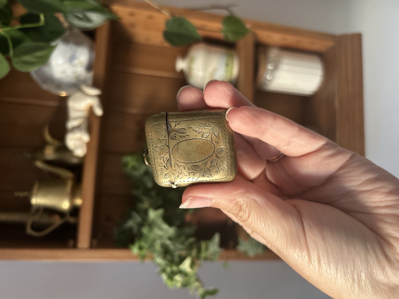 Brass match holder bought at Titchfield Car Boot Sale for £2.50