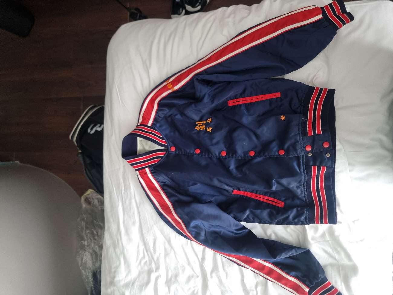 vintage 90s bomber bought at British Heart Foundation for £12.00