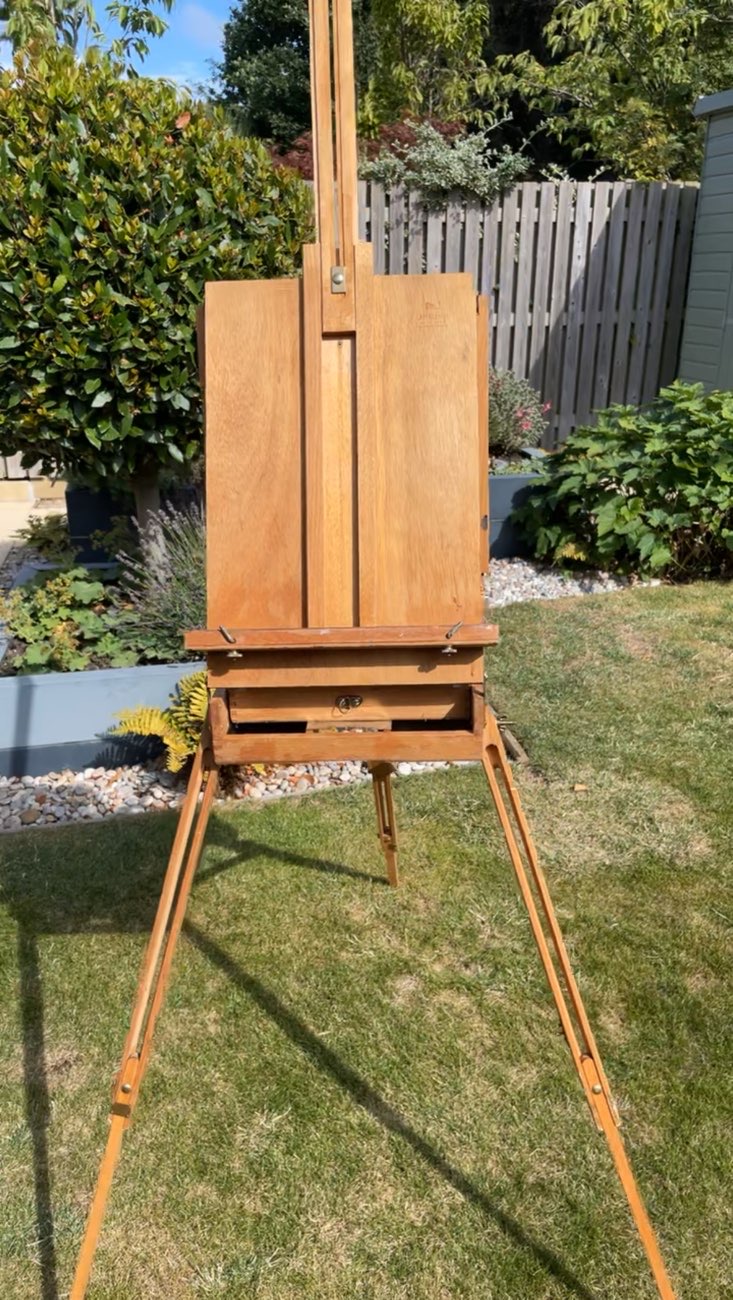Folding easel bought at St Wilfrid's Hospice for £15.00