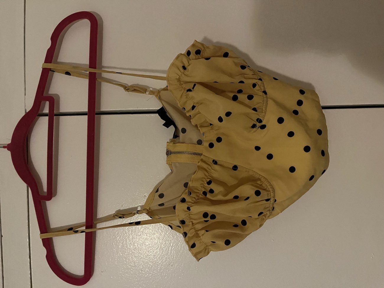 Itsy burst teeny weeny yellow polka dot product bought at Isabel Hospice Hatfield Shop for £2.00